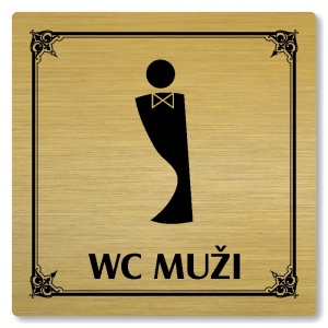 WC muži, 80x80mm, zlatá, Nebraska